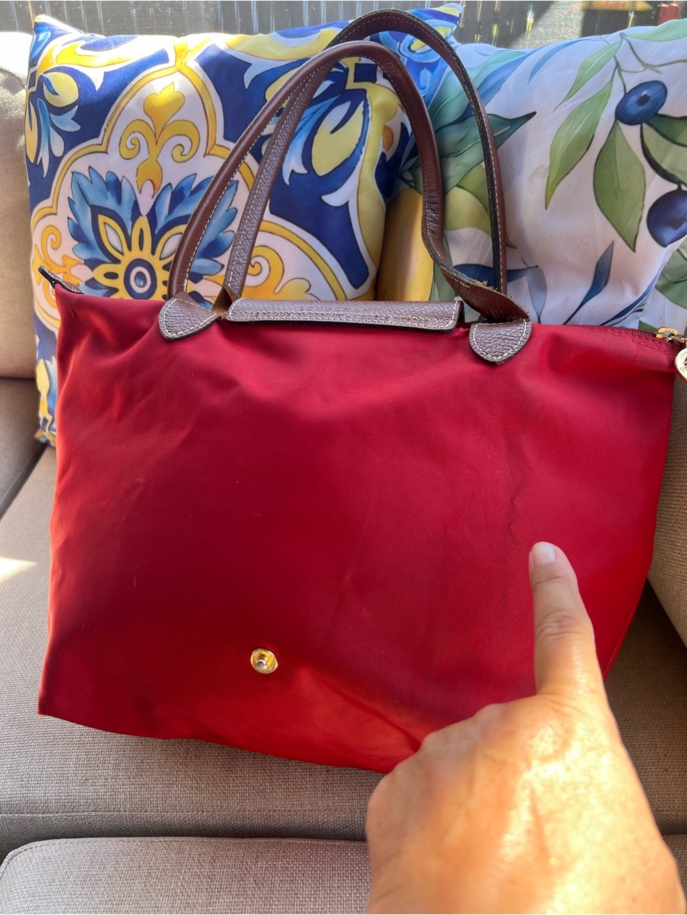 Longchamp Le Pliage Original Medium Shoulder Tote Bag - Red - Picture 7 of 14